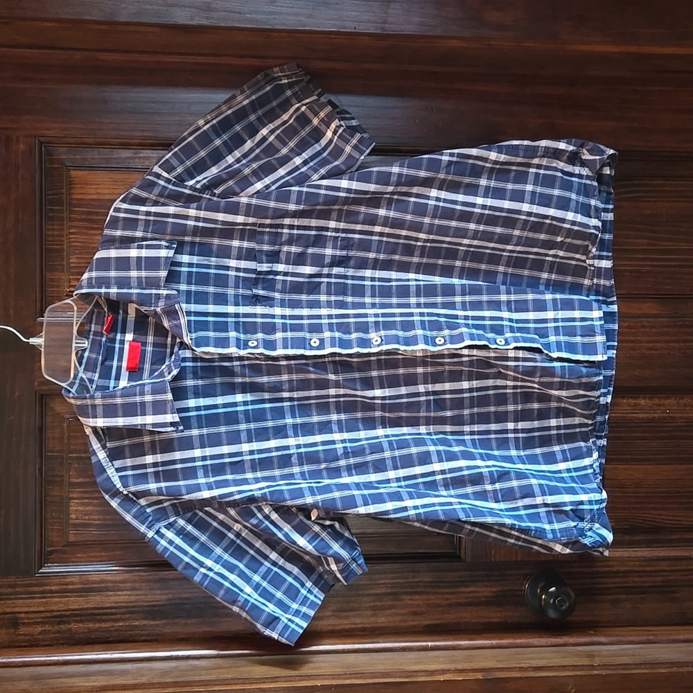 Men's Izod shirt, 2XL, blue and white